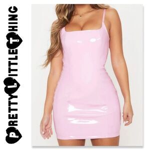 NWT PrettyLittleThings Baby Pink PU Bodycon Dress